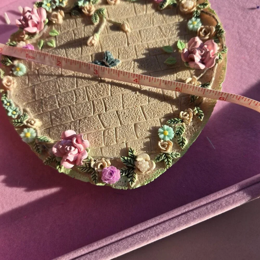 Vtg Rose Heart Shape Jewelry Tray Romantic Ring Display Fairycore Whimsy Cottage